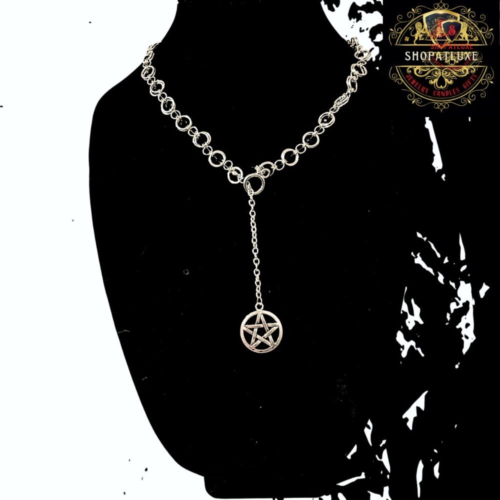 Sterling Silver Pentacle Lariat Necklace